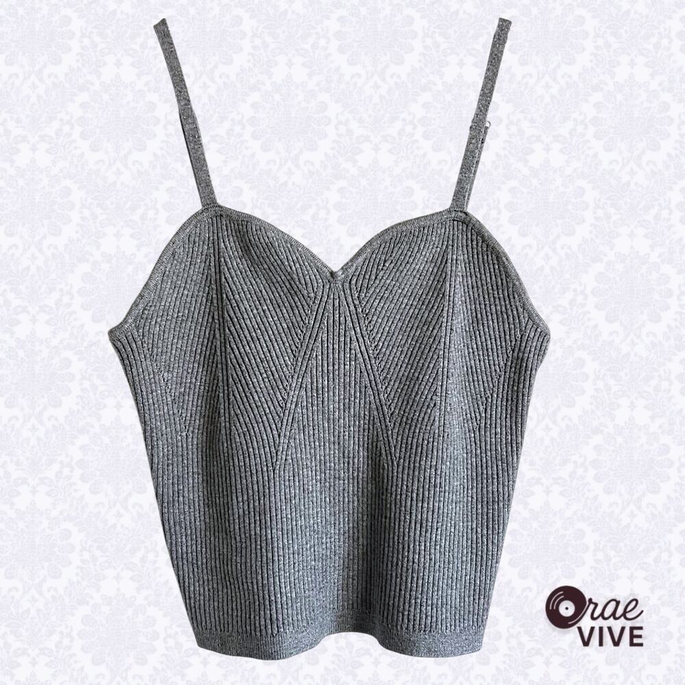Wild Fable Womens XXL NWT Gray Ribbed Knit Cropped Cami Tank Top